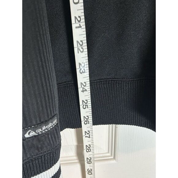 QuickSilver Jacket Mens L Black Full Zip Logo Fleece Sweatshirt Hoodie - Picture 7 of 8